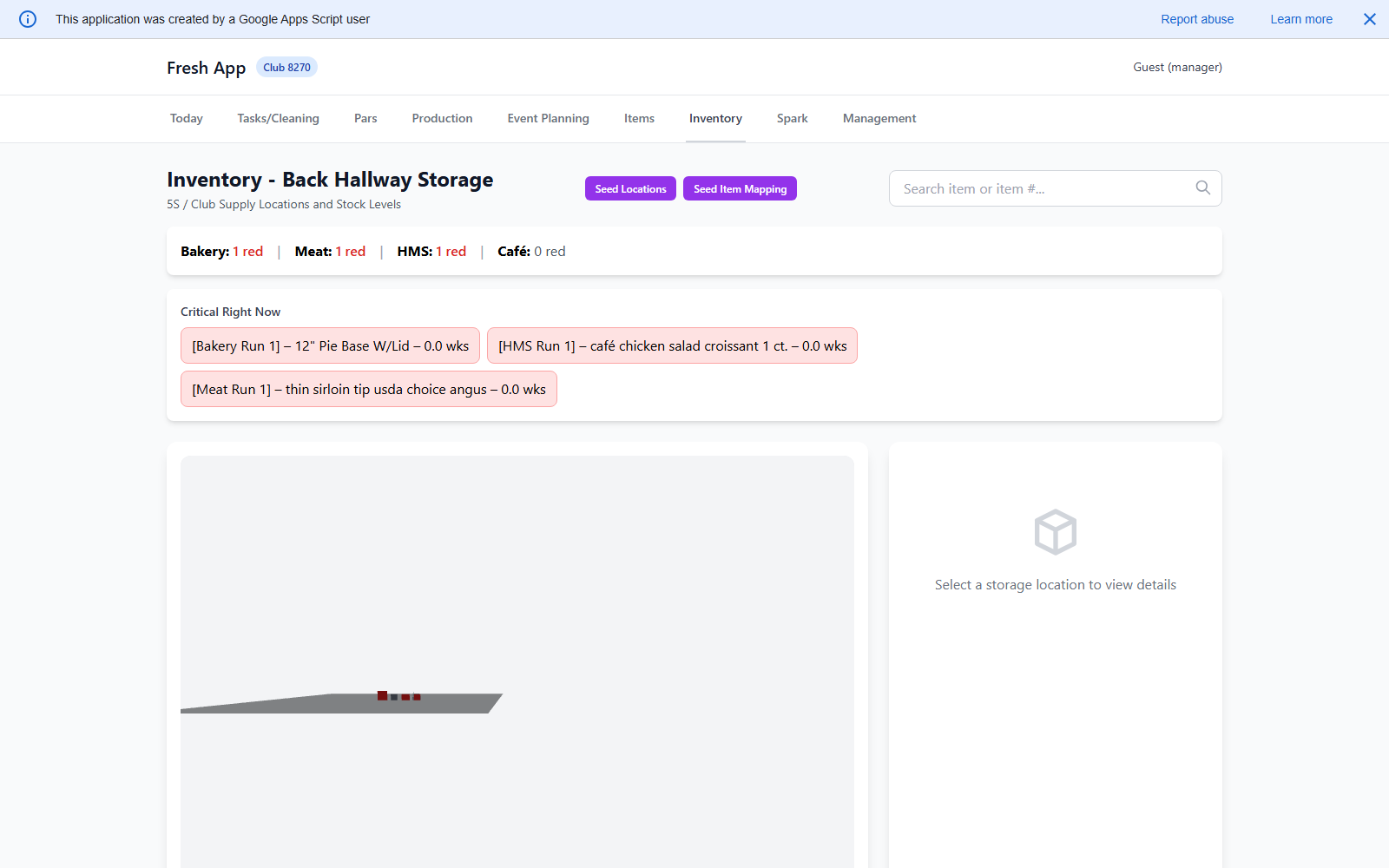 Fresh app inventory screen